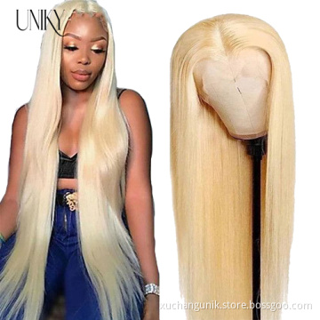 Uniky wholesale straight Brazilian Hair HD Lace with baby hair wigs 613 Virgin human hair wig for black women